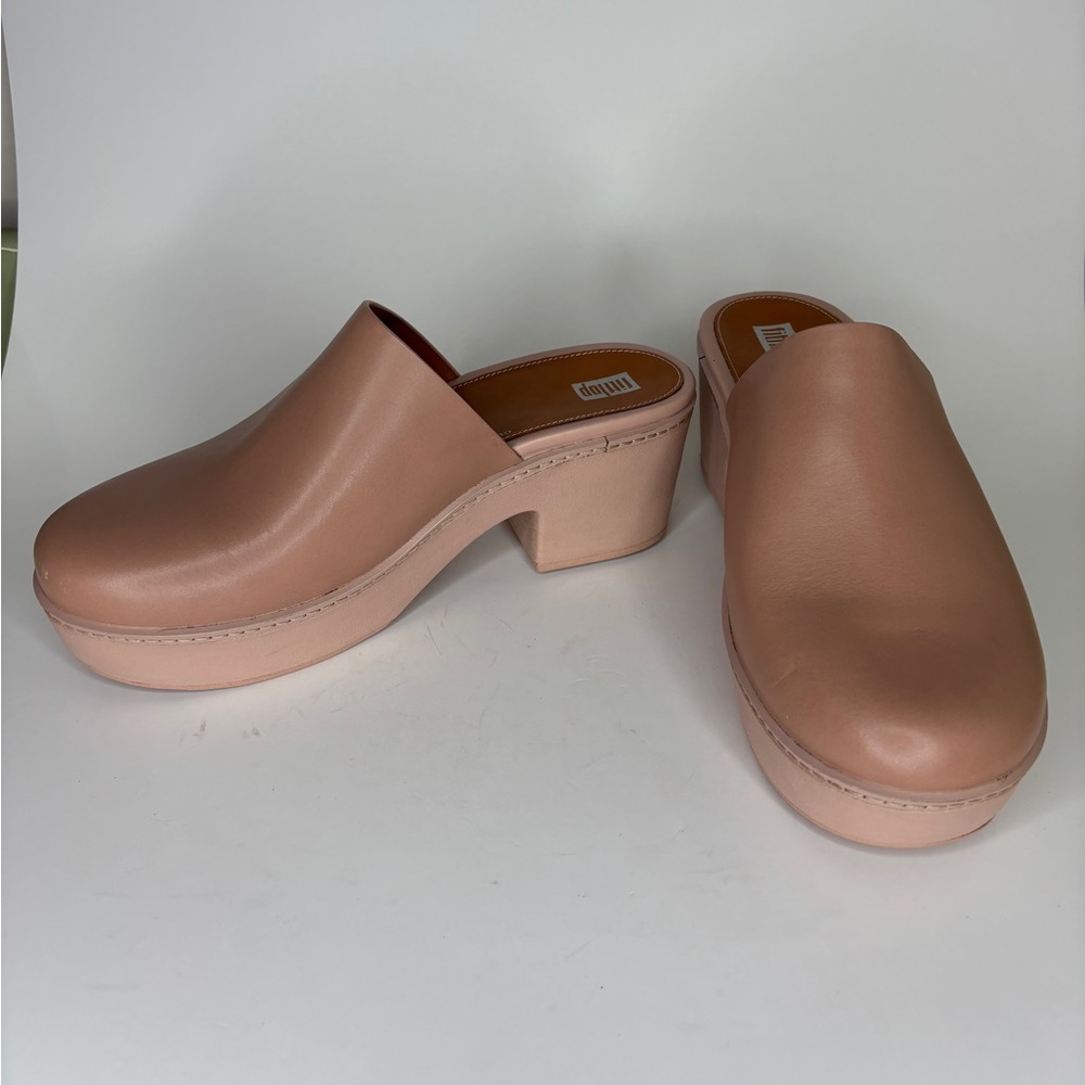 FitFlop CushX Chunky-Heel Mules – platform Beige Size US 9 EU 41 Comfort Clog - Picture 2 of 16